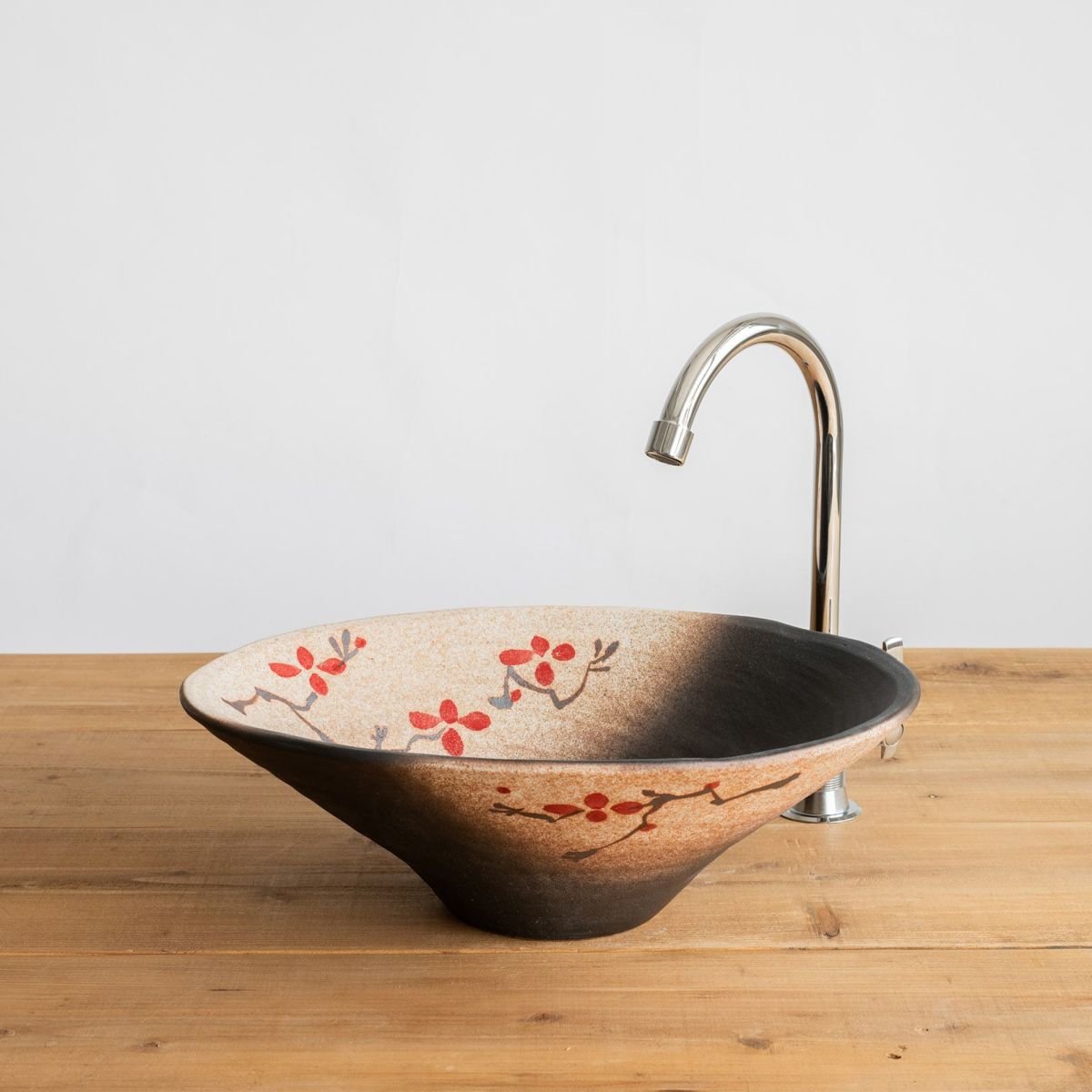 赤絵付楕円手洗鉢(W40cm) | 明山 オンラインショップ