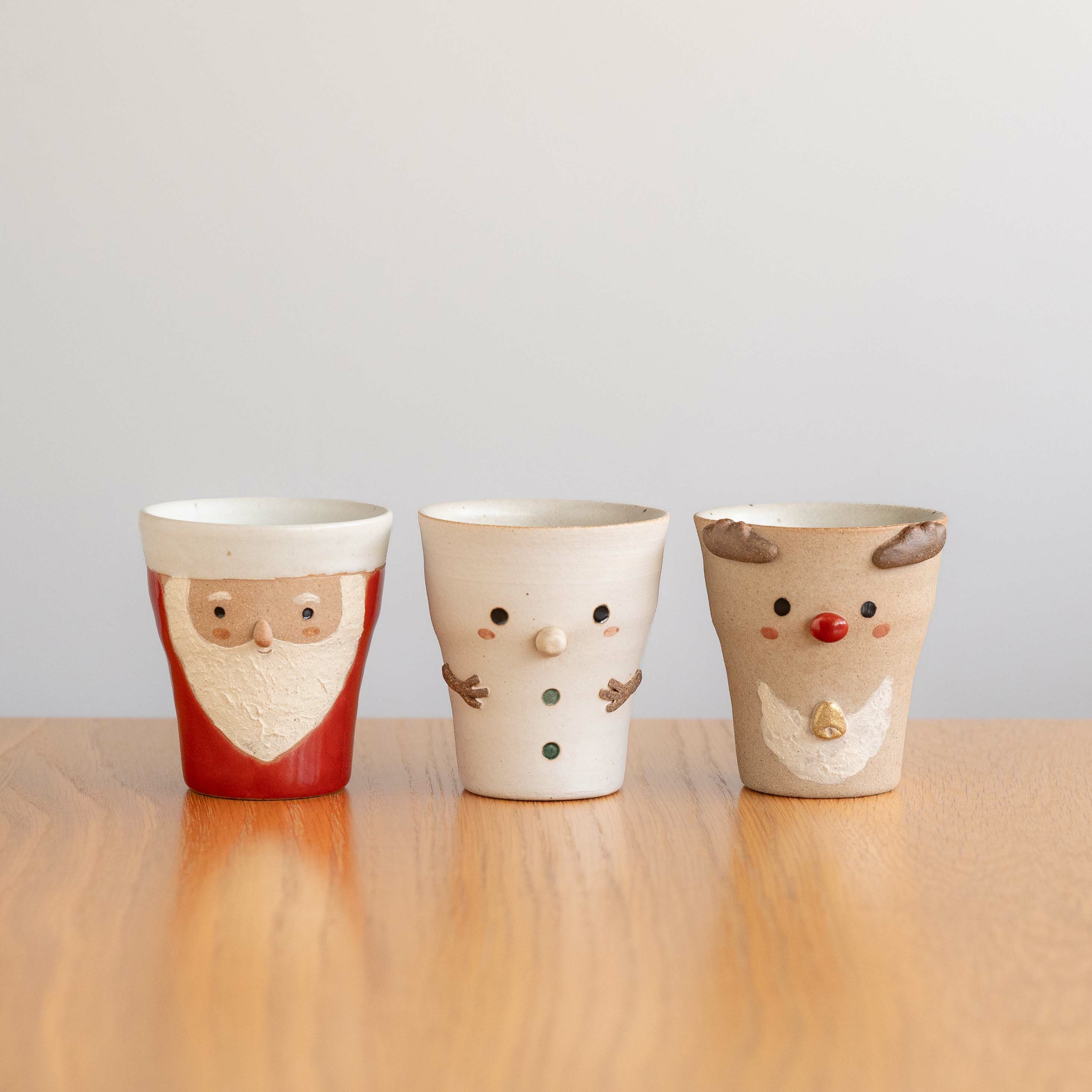 クリスマス 雪だるまマグカップ 陶器（雪だるまのフリーカップ | 明山 