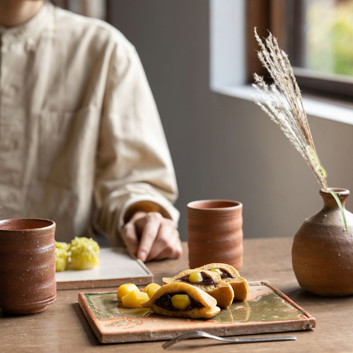 古信楽 角プレート 緑釉 L | 明山 オンラインショップ